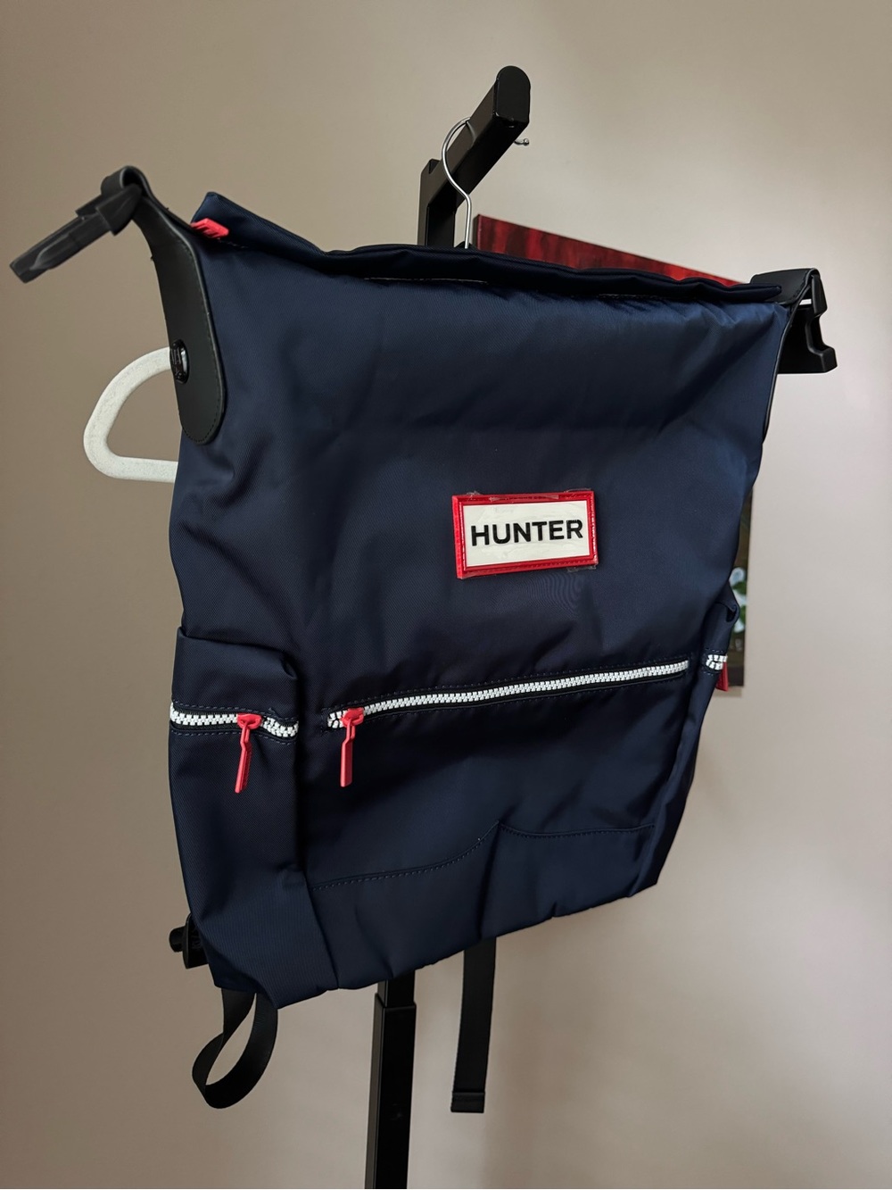 Hunter Black Navy Nylon Backpack with Red Accents - Everyday back pack - Picture 3 of 9